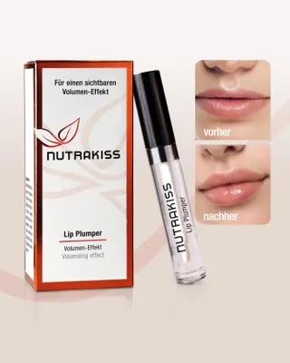 Produktbild von Nutrakiss Lip Plumper „Classic“ – Natürlicher Lip Booster m. Niacin (Vitamin B3) I Liquid Lipstick I Lippen Plumper I Lippenstift für volle Lippen 5ml