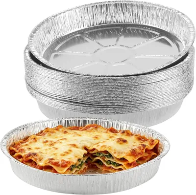 Imagen del producto de Moldes redondos de aluminio, con un diámetro de 28 cm, paquete de 25 unidades, para hornear y asar