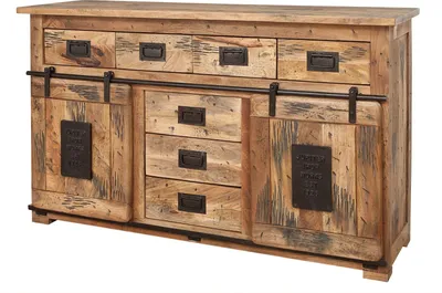 Produktbild von MASSIVMOEBEL24 Sideboard Mango 150x45x90 natur lackiert RAILWAY #119