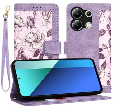 Produktbild von Techsuit FlipCraft Book Wallet Klapphülle mit Kabel für Xiaomi Redmi Note 13 4G - Mysterious Purple