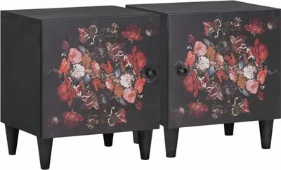 Obrázok produktu pre Nočný stolík so zásuvkou 2 pcs Čierna 40 x 33 x 46 cm