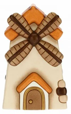 Keramik-Windmühle, klassische Krippendeko, 7,5x7,5x12,5 cm