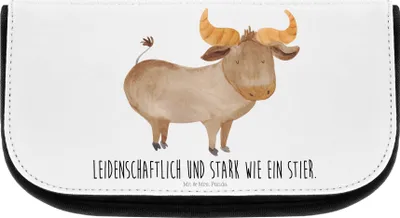 Produktbild von Mr. & Mrs. Panda Kosmetiktasche Sternzeichen Stier - Weiß - Geschenk, Geburtstag April, Kulturbeutel, Schminktasche, Organizer, Rind, Ochse, Necessaire, Make-up