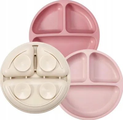 Produktbild von 3er Set Silikon-Teller Kinder mit Saugnapf und Fächern