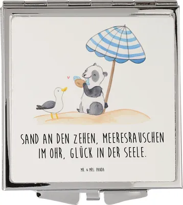 Produktbild von Mr. & Mrs. Panda Frauen Spiegel Sommer Meer Glück - Weiß - Geschenk, Küstenurlaub, Lebensfreude, Schminkspiegel, Kleiner, Strandurlaub, klappbar, Jahreszeiten, am Strand