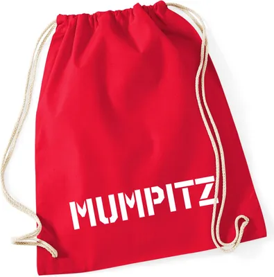 Produktbild von Huuraa Turnbeutel Mumpitz Schriftzug 12 Liter Classic Red Baumwolle Rucksack Geschenkidee