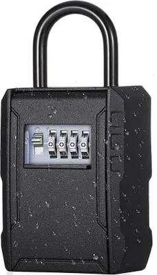 Immagine prodotto di Armadietto portachiavi da esterno con codice a combinazione a 4 cifre, nero, senza installazione, 7 chiavi
