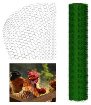 Produktbild von PVC-beschichtetes Maschendrahtgeflecht, 25m Volierendrahtzaun, Kaninchendraht, Metallzäune, Geflügelzaun