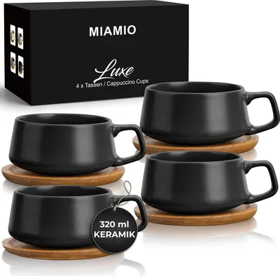 Produktbild von MIAMIO - 4 x 320 ml Cappuccinotassen Set, Cappuccino Tassen (Classic Pastell)