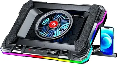 Image de Base de refroidissement pour ordinateur portable Marvo ATLAS 43 HUB 19", RGB, réglable en hauteur