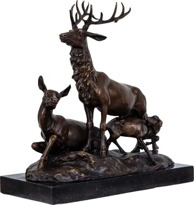 Produktbild von Bronzeskulptur Hirsch Familie im Antik-Stil Bronze Figur Statue 42cm