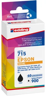 Produktbild von Edding EDD-715, Schwarz, 12 ml, 1 Stück(e), 900 Seiten, Einzelpackung