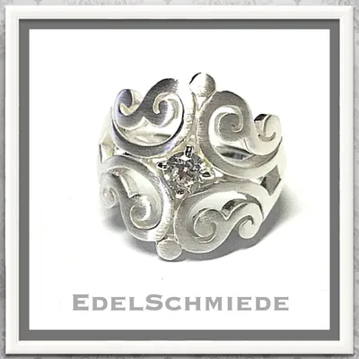 Produktbild von Edelschmiede925 moderner Silberring 925 mit Zirkonia - matt - Ringgröße 54