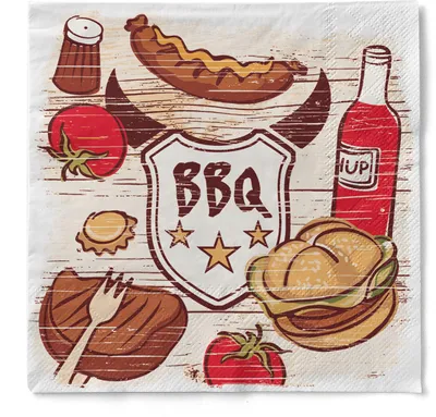 Produktbild von Tissue Serviette BBQ, 3-lagig, 33 x 33 cm, 100 Stück - Mank