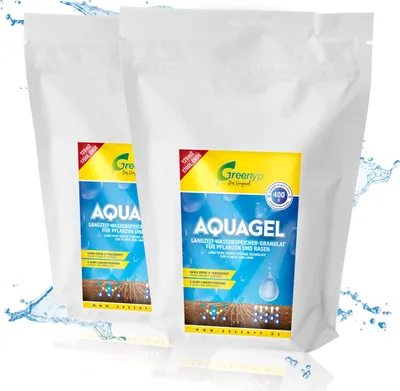Produktbild von Greenyp Aquagel I Langzeit Wasserspeicher Granulat für Pflanzen, Bäume und Rasen gegen Dürre & Trockenheit I speichert das 400-fache an Wasser I 5kg