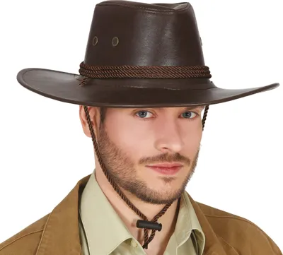 Immagine prodotto di Cappello Cowboy Classico Marrone Western Look Vintage Costume Carnevale Accessorio Unisex Avventura Kansas Country Wild West Copricapo Fantasia, Colore: Marrone