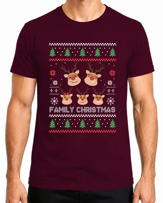 Obrázek produktu pro Family Christmas Ugly Sweater Family - vánoční dárek Vánoční pánské tričko, vínová, M
