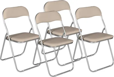Produktbild von Klappstuhl Dgraf, Set mit 4 platzsparenden Stühlen, Gästestuhl, Besprechungssitz aus , 43x47h80 cm, Beige