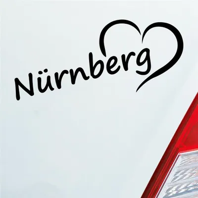 Produktbild von Auto Aufkleber Nürnberg Herz Stadt City Liebe Love Heimat 19x8 cm Schwarz Glanz Sticker Heckscheibenaufkleber