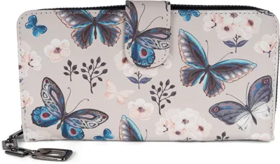 Produktbild von styleBREAKER Damen Geldbörse mit buntem Schmetterling Muster, Vintage Design, Reißverschluss, Portemonnaie 02040156