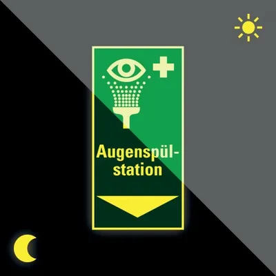 Produktbild von Schild | PERMALIGHT power langnachleuchtend Rettungs-Kombischild Augenspülein...