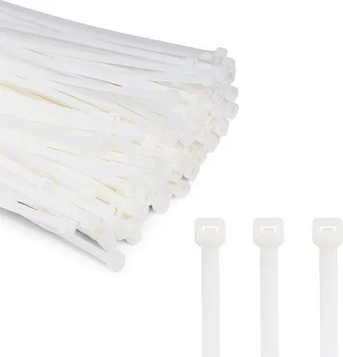 Obrázok produktu pre ERKO viazače káblov, biele, 200 x 7,6 mm, 100 ks, pevnosť v ťahu 54 kg, na organizáciu káblov, mimoriadne pevné, veľké, odolné voči teplu a chemikáliám, s dlhou životnosťou