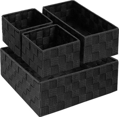 Image de Organisateur de salle de bain, 4 pièces, noir, métal, boîtes de rangement
