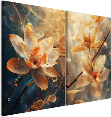 Image de murando - Set Handart Impression artistique sur toile 120 x 90 cm 2 pièces de 60 x 90 cm chacune Collage de 2 tableaux artistiques comme des grandes peintures murales faites à la main - Art mural Idée de décoration abstraite b-H-10196-b-a