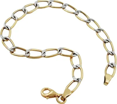 Produktbild von Weitpanzer Armband aus 375 Gold Gelbgold & Weißgold bicolor 19cm Goldarmband
