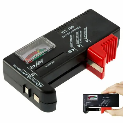 Produktbild von Batterietester BT-168 mit analoger Anzeige – für 1,5V & 9V Batterien (AA, AAA, C, D, Knopfzellen)