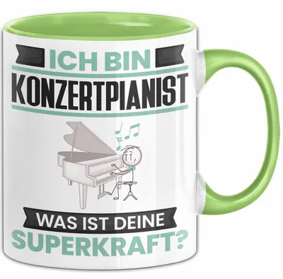 Produktbild von Konzertpianist Tasse Geschenk für Konzertpianist Geburtstag Lustiger Spruch Kaffee-Becher Was Ist Deine Superkraft (Grün)