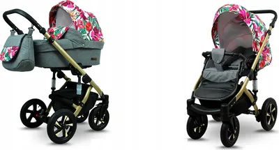 Produktbild von BabyLux® Sky Lark | 2in1 Kinderwagen Set | Grey Flex Hibiscus | Kombikinderwagen | Kinderwagense
