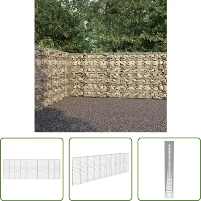 Produktbild von The Living Store Gabionenwand mit Abdeckung Verzinkter Stahl 600×30×200 cm