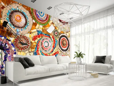 Produktbild von Vlies Fototapete 350x256 cm Tapeten Wandtapete XXL Abstrakt Mozaik Juweln Stein f-B-0027-a-a