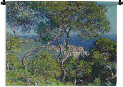 Produktbild von MuchoWow® Wandteppich Wandbehang Bordighera - Gemälde von Claude Monet 120x90 cm Tapisserie Dekoration Wandtuch - Wohnen - Aufhänger für die Wand