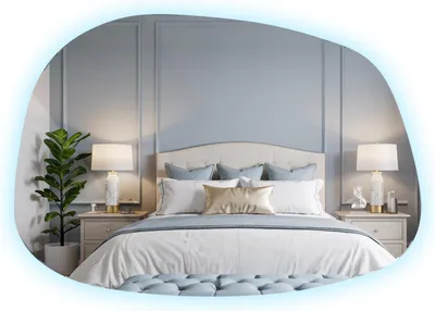 Produktbild von XXL LED Wandspiegel Rahmenlos – 90,9 x 66 cm – Asymmetrischer Badspiegel Mit Beleuchtung Kaltweiß 6500K Modern