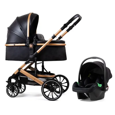 Produktbild von Pixini Kinderwagen Kalani 3in1 gold/schwarz (inkl. Autositz)