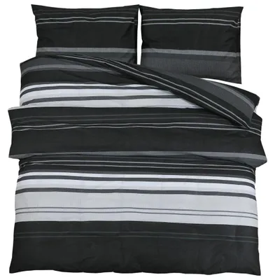 Produktbild von vidaXL Bettwäsche-Set Schwarz und Weiß 155x220 cm Baumwolle
