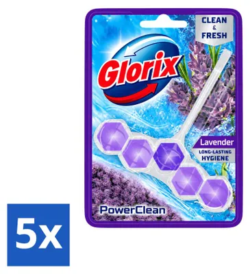 Produktbild von 5 x Glorix Power Clean WC-Stein - Lavendel - Vorteilspackung - 5 Stücke