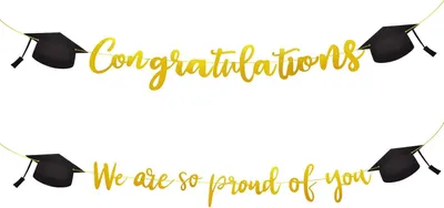 Produktbild von Abschlussbanner, Glückwunsch Banner Girlande, 2 Meter, Gold, für Feiern