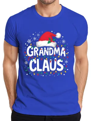 Zdjęcie produktu dla Koszulka męska Grandma Claus Grandma Christmas Fairy Lights Snowflakes Gift, Niebieski, 3XL