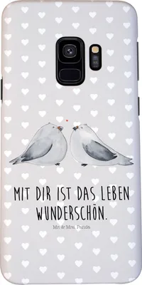 Produktbild von Mr. & Mrs. Panda Samsung Galaxy S9 Handyhülle Turteltauben Liebe - Grau Pastell - Geschenk, Freundin, Hülle, Hochzeitstag, Handy Schutzhülle, Smartphone, Cover, Verliebt