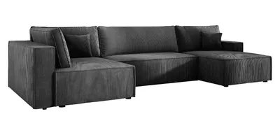 Obrázek produktu pro Rohová sedačka ve tvaru U s funkcí spaní Cord COBRA XL 150x400 cm, obývací část ve tvaru U, rohová sedačka ve tvaru U, sedačka XXL, čalouněný roh, sedačka - levá šedá PS60