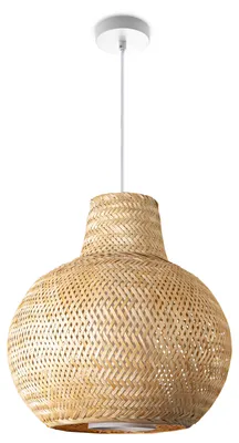 Produktbild von Deckenlampe Bambus Hängeleuchte Boho Wohnzimmer Korblampe Hängend Vintage E27 Leuchten Farbe / Größe Natur (Ø42 cm)