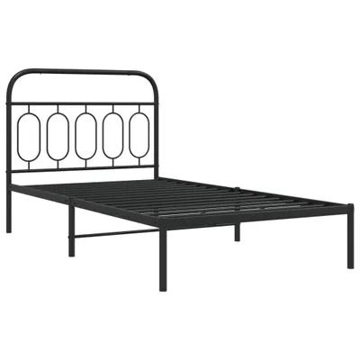 Produktbild von Bettgestell mit Kopfteil Metall Schwarz 107x203 cm