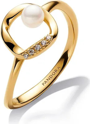 Produktbild von PANDORA Essence Damenring mit Perle und Zirkonia, IP Gold