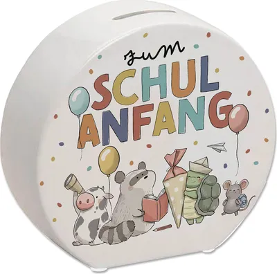Produktbild von Tiere zur Einschulung Spardose mit Spruch Zum Schulanfang