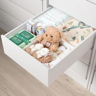 Produktbild von Unyqoos® Schubladen- und Schrank-Organizer – 4er Set Weiß, faltbare Aufbewahrungsboxen (2×26×24×11 cm, 2×26×16×11 cm), Vliesstoff, PP-verstärkt, waschbar
