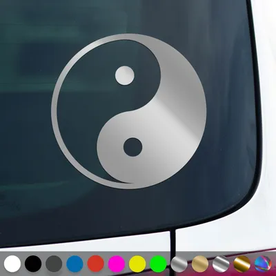 Produktbild von PantherPixel Yin und Yang Aufkleber Jing und Jang Taiji Zeichen Dao Sticker Auto Geschenkidee Farbe Silber