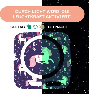 Produktbild von Nachtleuchtende Schutzfolie kompatibel mit Toniebox2 passgenaue Folie mit Motiv Kratzschutz für Musikbox Y015-32 Einhorn